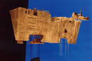 Miniatures of various flying ships used in compositing were shot on blue screen.