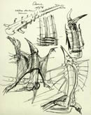 Sketch for Dune, Harkonnen Castle, 1976, Ballpoint Pen on Paper, 30.5 x 24.5 cm.